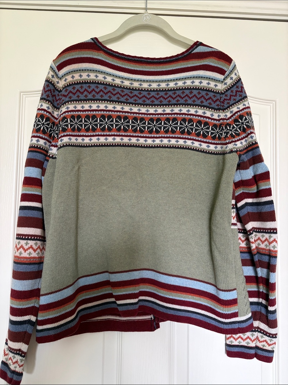 Hanna Andersson tie front cardigan ribbon woman’s sz L Fair Isle Tie M? - Picture 4 of 9